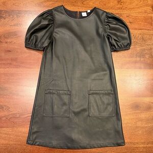 GAP Kids Girls Puff Sleeve Vegan Leather Dress - Black - Size Large (10)